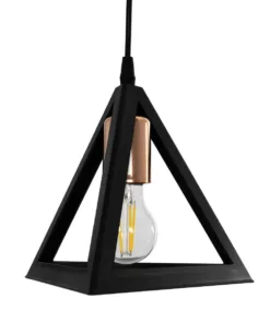 GLOBOSTAR® TRIANGLE 203-0162 Μοντέρνο Κρεμαστό Φωτιστικό Οροφής με Ντουί 3 x E27 AC 220-240V IP20 - Μάυρο & Χάλκινο - Μ67 x Π67 x Υ50cm 16 203 0162 7