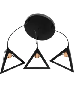 GLOBOSTAR® TRIANGLE 203-0162 Μοντέρνο Κρεμαστό Φωτιστικό Οροφής με Ντουί 3 x E27 AC 220-240V IP20 - Μάυρο & Χάλκινο - Μ67 x Π67 x Υ50cm 18 203 0162 9