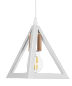 GLOBOSTAR® TRIANGLE 203-0165 Μοντέρνο Κρεμαστό Φωτιστικό Οροφής με Ντουί 1 x E27 AC 220-240V IP20 - Λευκό & Χάλκινο - Μ24 x Π24 x Υ22cm 13 203 0165 4