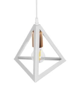 GLOBOSTAR® TRIANGLE 203-0165 Μοντέρνο Κρεμαστό Φωτιστικό Οροφής με Ντουί 1 x E27 AC 220-240V IP20 - Λευκό & Χάλκινο - Μ24 x Π24 x Υ22cm 15 203 0165 6