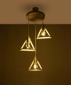 Alternative view of GLOBOSTAR® TRIANGLE 203-0166 Μοντέρνο Κρεμαστό Φωτιστικό Οροφής με Ντουί 3 x E27 AC 220-240V IP20 - Λευκό & Χρυσό - Μ67 x Π67 x Υ50cm