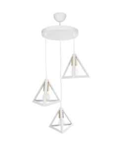 GLOBOSTAR® TRIANGLE 203-0166 Μοντέρνο Κρεμαστό Φωτιστικό Οροφής με Ντουί 3 x E27 AC 220-240V IP20 - Λευκό & Χρυσό - Μ67 x Π67 x Υ50cm 12 203 0166 3