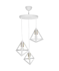 GLOBOSTAR® TRIANGLE 203-0166 Μοντέρνο Κρεμαστό Φωτιστικό Οροφής με Ντουί 3 x E27 AC 220-240V IP20 - Λευκό & Χρυσό - Μ67 x Π67 x Υ50cm 14 203 0166 5
