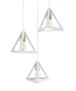 GLOBOSTAR® TRIANGLE 203-0166 Μοντέρνο Κρεμαστό Φωτιστικό Οροφής με Ντουί 3 x E27 AC 220-240V IP20 - Λευκό & Χρυσό - Μ67 x Π67 x Υ50cm 15 203 0166 6