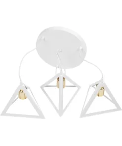 GLOBOSTAR® TRIANGLE 203-0166 Μοντέρνο Κρεμαστό Φωτιστικό Οροφής με Ντουί 3 x E27 AC 220-240V IP20 - Λευκό & Χρυσό - Μ67 x Π67 x Υ50cm 18 203 0166 9