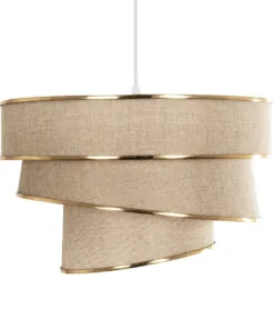 GLOBOSTAR® SIERA 203-0168 Μοντέρνο Κρεμαστό Φωτιστικό Οροφής με Ντουί 1 x E27 AC 220-240V IP20 - Μπεζ & Χρυσό - Μ38 x Π38 x Υ26cm 13 203 0168 4