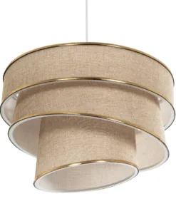 GLOBOSTAR® SIERA 203-0168 Μοντέρνο Κρεμαστό Φωτιστικό Οροφής με Ντουί 1 x E27 AC 220-240V IP20 - Μπεζ & Χρυσό - Μ38 x Π38 x Υ26cm 14 203 0168 5