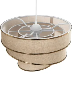 GLOBOSTAR® SIERA 203-0168 Μοντέρνο Κρεμαστό Φωτιστικό Οροφής με Ντουί 1 x E27 AC 220-240V IP20 - Μπεζ & Χρυσό - Μ38 x Π38 x Υ26cm 15 203 0168 6