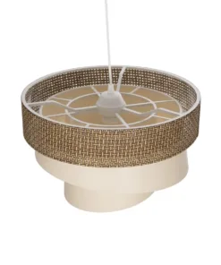 GLOBOSTAR® SIERA 203-0169 Μοντέρνο Κρεμαστό Φωτιστικό Οροφής με Ντουί 1 x E27 AC 220-240V IP20 - Καφέ & Μπεζ - Μ38 x Π38 x Υ26cm 16 203 0169 6