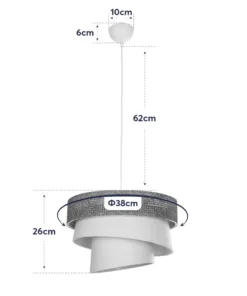 GLOBOSTAR® SIERA 203-0170 Μοντέρνο Κρεμαστό Φωτιστικό Οροφής με Ντουί 1 x E27 AC 220-240V IP20 - Μαύρο & Λευκό - Μ38 x Π38 x Υ26cm 20 203 0170 10