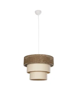 GLOBOSTAR® LEVEL 203-0172 Μοντέρνο Κρεμαστό Φωτιστικό Οροφής με Ντουί 1 x E27 AC 220-240V IP20 - Καφέ & Μπεζ - Μ38 x Π38 x Υ30cm 13 203 0172 3