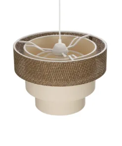 GLOBOSTAR® LEVEL 203-0172 Μοντέρνο Κρεμαστό Φωτιστικό Οροφής με Ντουί 1 x E27 AC 220-240V IP20 - Καφέ & Μπεζ - Μ38 x Π38 x Υ30cm 16 203 0172 6