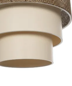 GLOBOSTAR® LEVEL 203-0172 Μοντέρνο Κρεμαστό Φωτιστικό Οροφής με Ντουί 1 x E27 AC 220-240V IP20 - Καφέ & Μπεζ - Μ38 x Π38 x Υ30cm 17 203 0172 7