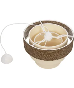 GLOBOSTAR® LEVEL 203-0172 Μοντέρνο Κρεμαστό Φωτιστικό Οροφής με Ντουί 1 x E27 AC 220-240V IP20 - Καφέ & Μπεζ - Μ38 x Π38 x Υ30cm 19 203 0172 9