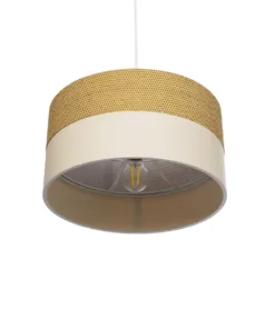 GLOBOSTAR® LIVA 203-0173 Μοντέρνο Κρεμαστό Φωτιστικό Οροφής με Ντουί 1 x E27 AC 220-240V IP20 - Καφέ & Μπεζ - Μ38 x Π38 x Υ20cm 15 203 0173 5