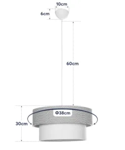 GLOBOSTAR® LIVA 203-0174 Μοντέρνο Κρεμαστό Φωτιστικό Οροφής με Ντουί 1 x E27 AC 220-240V IP20 - Μπεζ - Μ38 x Π38 x Υ30cm 20 203 0174 10