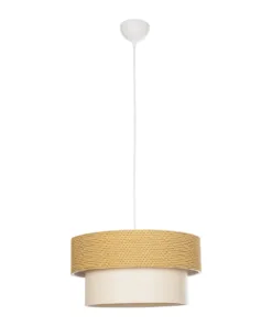 GLOBOSTAR® LIVA 203-0174 Μοντέρνο Κρεμαστό Φωτιστικό Οροφής με Ντουί 1 x E27 AC 220-240V IP20 - Μπεζ - Μ38 x Π38 x Υ30cm 13 203 0174 3