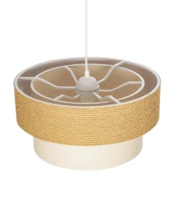 GLOBOSTAR® LIVA 203-0174 Μοντέρνο Κρεμαστό Φωτιστικό Οροφής με Ντουί 1 x E27 AC 220-240V IP20 - Μπεζ - Μ38 x Π38 x Υ30cm 16 203 0174 6