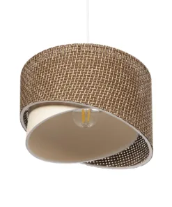 GLOBOSTAR® LILI 203-0177 Μοντέρνο Κρεμαστό Φωτιστικό Οροφής με Ντουί 1 x E27 AC 220-240V IP20 - Καφέ & Μπεζ - Μ30 x Π30 x Υ22cm 15 203 0177 5