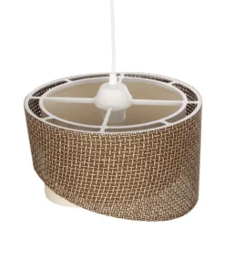 GLOBOSTAR® LILI 203-0177 Μοντέρνο Κρεμαστό Φωτιστικό Οροφής με Ντουί 1 x E27 AC 220-240V IP20 - Καφέ & Μπεζ - Μ30 x Π30 x Υ22cm 16 203 0177 6