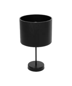 GloboStar® GloboStar® WIZ 203-0178 Μοντέρνο Επιτραπέζιο Φωτιστικό Πορτατίφ Μονόφωτο 1 x E27 IP20 Μαύρο Μέταλλο με Μαύρο Ύφασμα - Μ22 x Π22 x Υ36.5cm