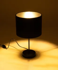 Alternative view of GloboStar® WIZ 203-0178 Μοντέρνο Επιτραπέζιο Φωτιστικό Πορτατίφ Μονόφωτο 1 x E27 IP20 Μαύρο Μέταλλο με Μαύρο Ύφασμα - Μ22 x Π22 x Υ36.5cm