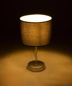 Alternative view of GloboStar® WIZ 203-0179 Μοντέρνο Επιτραπέζιο Φωτιστικό Πορτατίφ Μονόφωτο 1 x E27 IP20 Ασημί Μέταλλο με Γκρι Ύφασμα - Μ22 x Π22 x Υ36.5cm