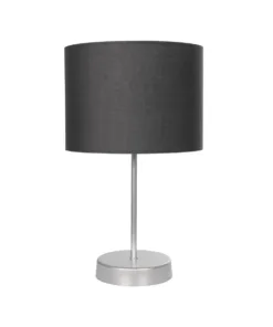 GloboStar® WIZ 203-0179 Μοντέρνο Επιτραπέζιο Φωτιστικό Πορτατίφ Μονόφωτο 1 x E27 IP20 Ασημί Μέταλλο με Γκρι Ύφασμα - Μ22 x Π22 x Υ36.5cm 11 203 0179 3