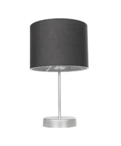 GloboStar® WIZ 203-0179 Μοντέρνο Επιτραπέζιο Φωτιστικό Πορτατίφ Μονόφωτο 1 x E27 IP20 Ασημί Μέταλλο με Γκρι Ύφασμα - Μ22 x Π22 x Υ36.5cm 12 203 0179 4