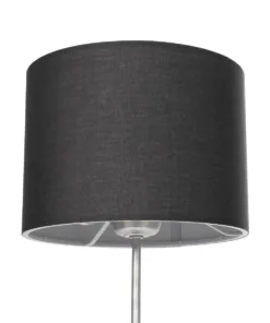 GloboStar® WIZ 203-0179 Μοντέρνο Επιτραπέζιο Φωτιστικό Πορτατίφ Μονόφωτο 1 x E27 IP20 Ασημί Μέταλλο με Γκρι Ύφασμα - Μ22 x Π22 x Υ36.5cm 13 203 0179 5