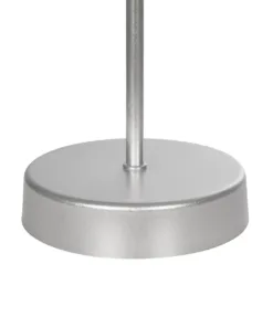 GloboStar® WIZ 203-0179 Μοντέρνο Επιτραπέζιο Φωτιστικό Πορτατίφ Μονόφωτο 1 x E27 IP20 Ασημί Μέταλλο με Γκρι Ύφασμα - Μ22 x Π22 x Υ36.5cm 14 203 0179 6