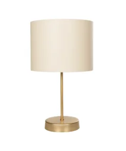 GloboStar® WIZ 203-0180 Μοντέρνο Επιτραπέζιο Φωτιστικό Πορτατίφ Μονόφωτο 1 x E27 IP20 Χρυσο Μέταλλο με Μπεζ Ύφασμα - Μ22 x Π22 x Υ36.5cm 11 203 0180 3