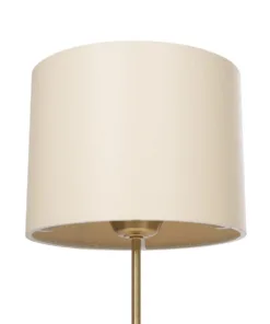 GloboStar® WIZ 203-0180 Μοντέρνο Επιτραπέζιο Φωτιστικό Πορτατίφ Μονόφωτο 1 x E27 IP20 Χρυσο Μέταλλο με Μπεζ Ύφασμα - Μ22 x Π22 x Υ36.5cm 13 203 0180 5