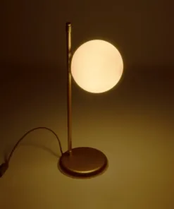 Alternative view of GloboStar® GLOBUS 203-0182 Μοντέρνο Επιτραπέζιο Φωτιστικό Πορτατίφ Μονόφωτο 1 x E27 IP20 Χρυσο Μέταλλο με Λευκό Γυαλί - Μ21 x Π16.5 x Υ45cm