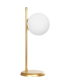 GloboStar® GLOBUS 203-0182 Μοντέρνο Επιτραπέζιο Φωτιστικό Πορτατίφ Μονόφωτο 1 x E27 IP20 Χρυσο Μέταλλο με Λευκό Γυαλί - Μ21 x Π16.5 x Υ45cm 11 203 0182 3