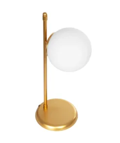 GloboStar® GLOBUS 203-0182 Μοντέρνο Επιτραπέζιο Φωτιστικό Πορτατίφ Μονόφωτο 1 x E27 IP20 Χρυσο Μέταλλο με Λευκό Γυαλί - Μ21 x Π16.5 x Υ45cm 12 203 0182 4