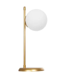 GloboStar® GLOBUS 203-0182 Μοντέρνο Επιτραπέζιο Φωτιστικό Πορτατίφ Μονόφωτο 1 x E27 IP20 Χρυσο Μέταλλο με Λευκό Γυαλί - Μ21 x Π16.5 x Υ45cm 13 203 0182 5