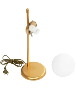 GloboStar® GLOBUS 203-0182 Μοντέρνο Επιτραπέζιο Φωτιστικό Πορτατίφ Μονόφωτο 1 x E27 IP20 Χρυσο Μέταλλο με Λευκό Γυαλί - Μ21 x Π16.5 x Υ45cm 16 203 0182 8