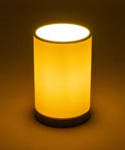 Alternative view of GloboStar® CYLINDER 203-0183 Μοντέρνο Επιτραπέζιο Φωτιστικό Πορτατίφ Μονόφωτο 1 x E27 IP20 Μαύρο Πλαστικό με Μπεζ Υφασμα - Μ14 x Π14 x Υ22cm