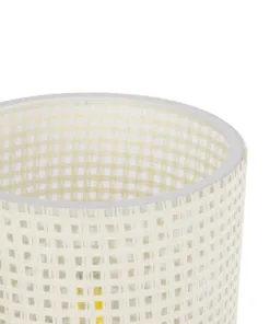 GloboStar® CYLINDER 203-0184 Μοντέρνο Επιτραπέζιο Φωτιστικό Πορτατίφ Μονόφωτο 1 x E27 IP20 Μαύρo Πλαστικό με Λευκό Διάτρητο Υφασμα - Μ14 x Π14 x Υ22cm 13 203 0184 4