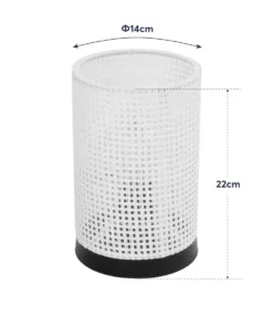 Alternative view of GloboStar® CYLINDER 203-0184 Μοντέρνο Επιτραπέζιο Φωτιστικό Πορτατίφ Μονόφωτο 1 x E27 IP20 Μαύρo Πλαστικό με Λευκό Διάτρητο Υφασμα - Μ14 x Π14 x Υ22cm