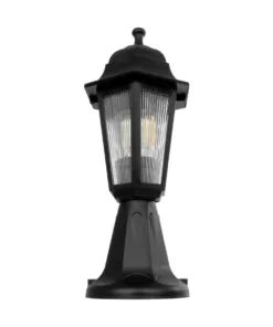 GloboStar® VITRO 203-0190 Vintage Επιδαπέδιο Φωτιστικό Φαναράκι Μονόφωτο 1 x E27 IP44 Μαύρο & Διάφανο Πλαστικό - Μ17 x Π17 x Υ40cm 12 203 0190 4