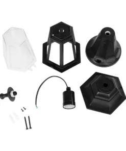 GloboStar® VITRO 203-0190 Vintage Επιδαπέδιο Φωτιστικό Φαναράκι Μονόφωτο 1 x E27 IP44 Μαύρο & Διάφανο Πλαστικό - Μ17 x Π17 x Υ40cm 16 203 0190 8