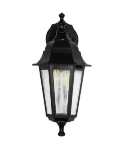 GloboStar® VITRO 203-0191 Vintage Επιτοίχιο Φωτιστικό Φαναράκι Μονόφωτο 1 x E27 IP44 Μαύρο Πλαστικό - Μ17 x Π20 x Υ36cm 10 203 0191 3