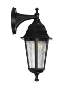 GloboStar® VITRO 203-0191 Vintage Επιτοίχιο Φωτιστικό Φαναράκι Μονόφωτο 1 x E27 IP44 Μαύρο Πλαστικό - Μ17 x Π20 x Υ36cm 11 203 0191 4