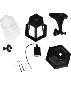 GloboStar® VITRO 203-0191 Vintage Επιτοίχιο Φωτιστικό Φαναράκι Μονόφωτο 1 x E27 IP44 Μαύρο Πλαστικό - Μ17 x Π20 x Υ36cm 14 203 0191 7