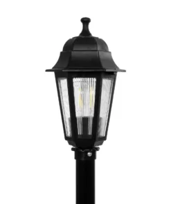 GloboStar® VITRO 203-0192 Vintage Επιδαπέδιο Φωτιστικό Κολωνάκι Κήπου Μονόφωτο 1 x E27 IP44 Μαύρο & Διάφανο Πλαστικό - Μ17 x Π17 x Υ100cm 12 203 0192 5