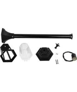 GloboStar® VITRO 203-0192 Vintage Επιδαπέδιο Φωτιστικό Κολωνάκι Κήπου Μονόφωτο 1 x E27 IP44 Μαύρο & Διάφανο Πλαστικό - Μ17 x Π17 x Υ100cm 14 203 0192 7