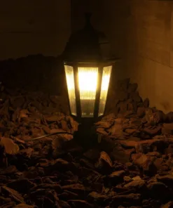 Alternative view of GloboStar® VITRO 203-0193 Vintage Καρφωτό Φωτιστικό Φαναράκι Μονόφωτο 1 x E27 IP44 Μαύρο & Διάφανο Πλαστικό - Μ17 x Π17 x Υ55cm