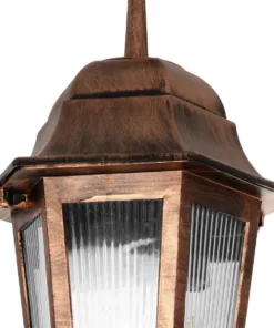 GloboStar® VITRO 203-0194 Vintage Κρεμαστό Φωτιστικό Φαναράκι Μονόφωτο 1 x E27 IP44 Χάλκινο Πλαστικό - Μ17 x Π17 x Υ28cm 13 203 0194 6